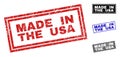 Grunge MADE IN THE USA Scratched Rectangle Stamps Royalty Free Stock Photo