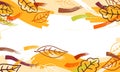 grunge marker leaves and shapes in autumn fall wind for seasonal sale promo panel