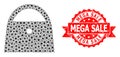Grunge Mega Sale Stamp and Corona Virus Mosaic Lady Bag Royalty Free Stock Photo