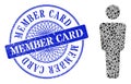 Grunge Member Card Stamp and Triangle Man Alone Mosaic