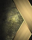 Grunge metal background with gold ribbons. Template for design. copy space for ad brochure or announcement invitation, abstract ba Royalty Free Stock Photo