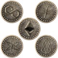 Grunge Metal Crytocurrency Coins Set, ETH, MATIC, FIL, ATOM & EOS