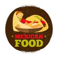 Grunge mexican food logo or badge