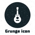 Grunge Mexican guitar icon isolated on white background. Acoustic guitar. String musical instrument. Monochrome vintage