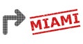 Grunge Miami Seal Stamp and Halftone Dotted Turn Right