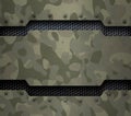 Grunge military metal background with camouflage and rivets 3d illustration