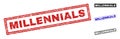 Grunge MILLENNIALS Textured Rectangle Watermarks Royalty Free Stock Photo