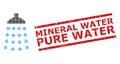 Grunge Mineral Water Pure Water Seal and Halftone Dotted Shower