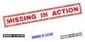 Grunge MISSING IN ACTION Scratched Rectangle Stamp Seals Royalty Free Stock Photo