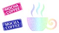 Grunge Mocha Coffee Seals and Spectral Network Gradient Coffee Cup