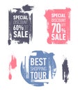 Grunge modern sale stickers. Flat sale labels. Royalty Free Stock Photo