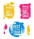 Grunge modern sale stickers. Flat sale labels. Royalty Free Stock Photo