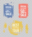 Grunge modern sale stickers. Flat sale labels. Illustration on transparent background. Royalty Free Stock Photo