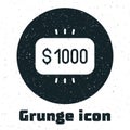 Grunge Money prize in casino icon isolated on white background. Monochrome vintage drawing. Vector