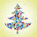 Grunge Mosaic Christmas Tree Greeting Card