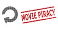 Grunge Movie Piracy Seal and Halftone Dotted Rotate Royalty Free Stock Photo