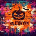 Happy Halloween colorful grunge art, bricks wall Royalty Free Stock Photo