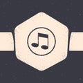 Grunge Music note, tone icon isolated on grey background. Monochrome vintage drawing. Vector Royalty Free Stock Photo