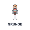 grunge musician icon. Element of music style icon for mobile concept and web apps. Colored grunge music style icon can be used for