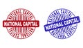 Grunge NATIONAL CAPITAL Scratched Round Stamp Seals
