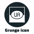 Grunge National flag of Ukraine icon isolated on white background. Monochrome vintage drawing. Vector