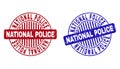Grunge NATIONAL POLICE Scratched Round Stamp Seals