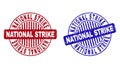 Grunge NATIONAL STRIKE Scratched Round Stamp Seals