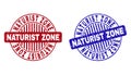 Grunge NATURIST ZONE Scratched Round Watermarks Royalty Free Stock Photo