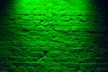 Grunge neon green brick wall texture background. Magenta colored brick wall texture architecture pattern