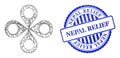 Grunge Nepal Relief Badge and Hatched Quadrocopter Web Mesh