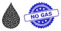 Grunge No Gas Seal Stamp and Recursion Oil Drop Icon Composition