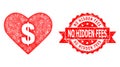 Grunge No Hidden Fees Stamp and Linear Love Price Icon