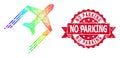 Grunge No Parking Stamp Seal and Multicolored Net Airplane Trail