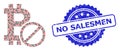 Grunge No Salesmen Stamp and Recursion Forbidden Bitcoin Icon Composition