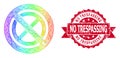 Grunge No Trespassing Stamp Seal And Multicolored Hatched Forbidden Ban