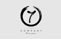 grunge number 7 logo icon. Vintage design for business and company in black and white colors with circle