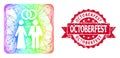 Grunge Octoberfest Stamp and LGBT Colored Linear Marriage Persons