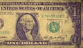 Grunge, old one dollar bill, front view. USD Royalty Free Stock Photo