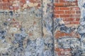 Grunge old red brick and plaster wall texture Royalty Free Stock Photo