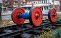 Grunge old steam locomotive wheel and rods Royalty Free Stock Photo