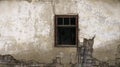 Grunge old wall and broken wooden window of abandoned building Royalty Free Stock Photo