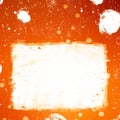 Grunge orange banner with white inky splashes