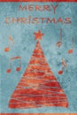 Grunge orange blue Merry Christmas card
