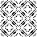 Grunge ornamental rhombus seamless pattern. Black and white geometric waffle background. Monochrome repeat abstract backdrop. Royalty Free Stock Photo