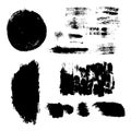 Set of black paint, ink, grunge, dirty brush strokes. Royalty Free Stock Photo