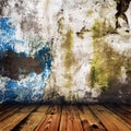 Grunge painted wall and wooden floor