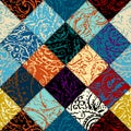 Grunge paisley pattern in collage patchwork style.