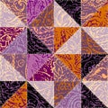 Grunge paisley pattern in collage patchwork style.