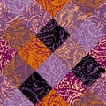 Grunge paisley pattern in collage patchwork style.