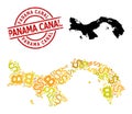 Grunge Panama Canal Stamp with Dollar and Bitcoin Gold Collage Map of Panama Royalty Free Stock Photo